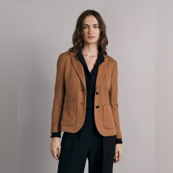 new Rag and Bone Nancy peak lapel blazer jacket in camel natural ponte - Picture 2 of 8